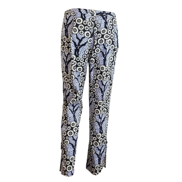 Tibi Tree Printed Crop Pants Women 8 Ankle Slit Whimsy Witchy Geometric Art - Picture 3 of 4